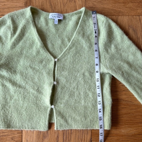 & Other Stories EUR Medium Green Cardigan Sweater Crop Button Down Alpaca Wool - Picture 6 of 8